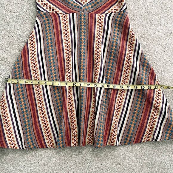Eva Franco Anthropologie V-Neck Boho Embroidered Striped Mini Dress Sz 4 Indie - Picture 9 of 14